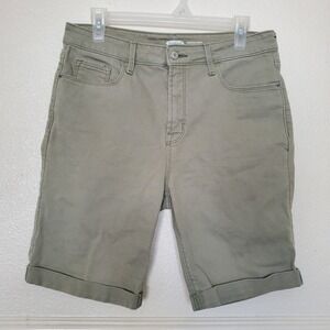 Old Navy Bermuda Shorts High Rise Olive Green Cuffed Twill 12